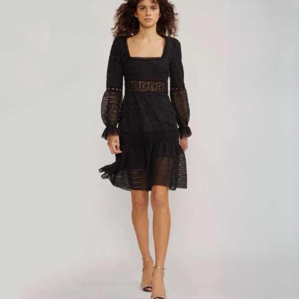 Cynthia Rowley Wicker Park Long Sleeve Lace Eyelet Dress Black Size 6